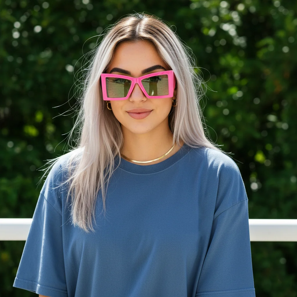 Women's Oversized Futuristic Sunglasses Protection Windproof Anti-Glare HD Vision Wrap Around Pink Fashion Shades