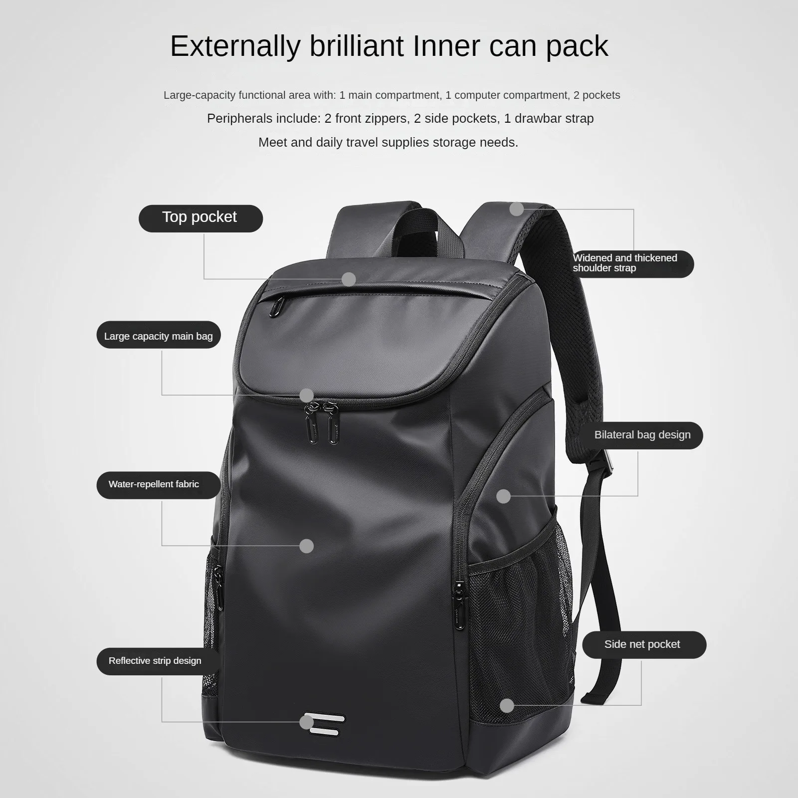 School Backpack for College Students New Backpack for Men Fallow Laptop Backpack Oxford Cloth School Bags Travel Waterproof