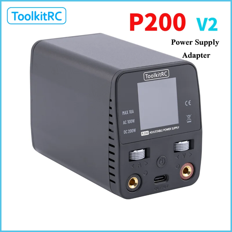 

Настольный регулируемый блок питания ToolkitRC P200 V2 Mini GaN, AC100W DC200W, с выходом Type-C, совместимый зарядный адаптер