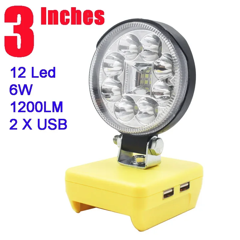 

3 Inch Car LED Working Lights Lamp Flashlights Electric Torch Spotlight For Dewalt 18V 20V 60V Li-ion Battery USB Power Bank