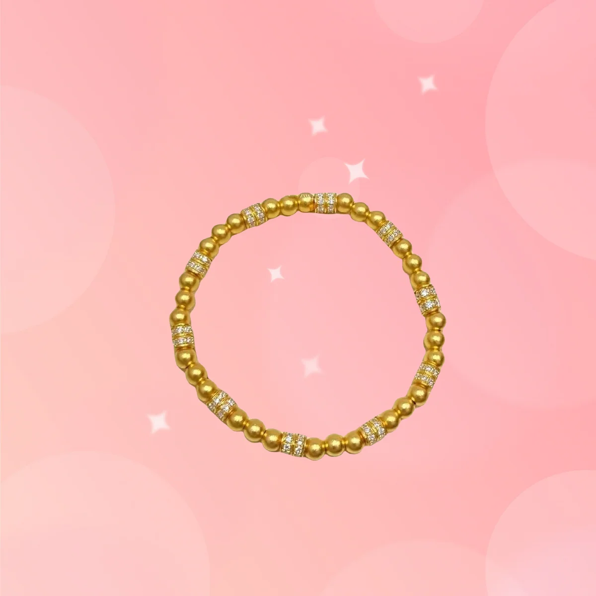 

Gift 2025 18k gold AU750 diamond studded zircon bead bracelet for women, delicate elastic rope, transfer bead bracelet, and jewe
