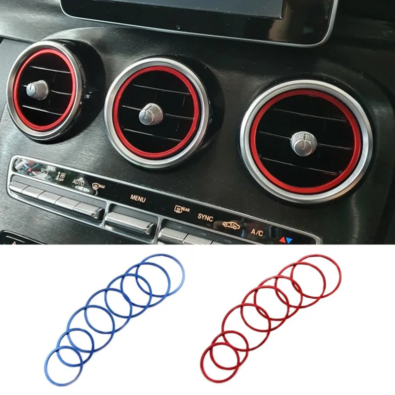 Car Air Condition Air Vent Outlet Decoration Inner Ring Trim Sticker Fit For Mercedes Benz C Class W205 GLC Class Accessories