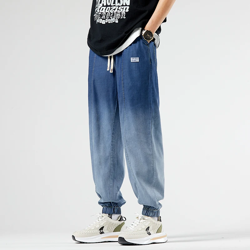 

Мужские джинсы Slim Fit, осенние, тонкие, в американском ретро-стиле, свободные спортивные брюки, молодежные, модные, износостойкие, с микроэластаном