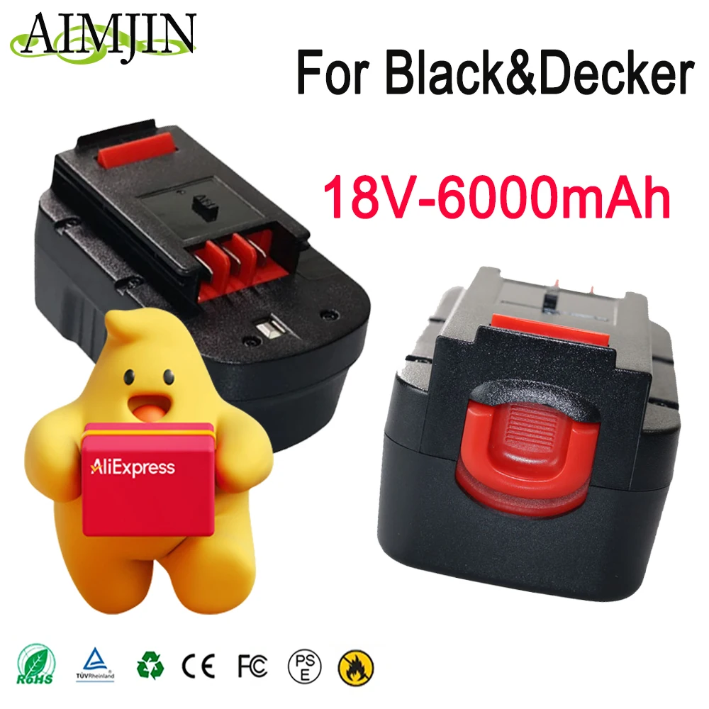 k  HPB 18V 10000mAH For Black&Decker Rechargeable Tools Battery Hpb18 Fs180 A1718 A18NH BD18PSK EPC18 HP188F2B KC1800Sk Fs1800CS