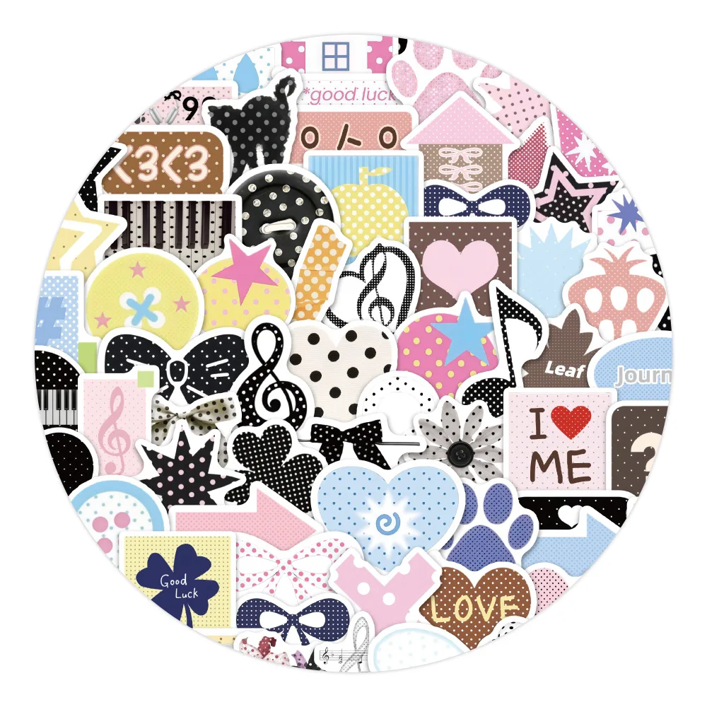 100pcs Polka Dot Material Cartoon Sticker DIY Skateboard Laptop Guitar Phone Car Seal Label Decoration