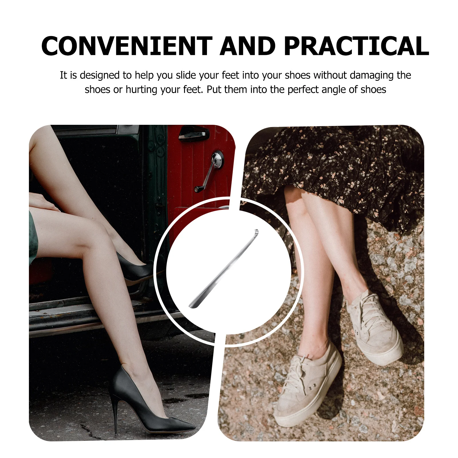 

1pc Stainless Steel Lightweight Wearing Tool For Elderly Simple Shoehorn Accessory Shoe Stainless Steel Shoe Lifter Lifting Aid