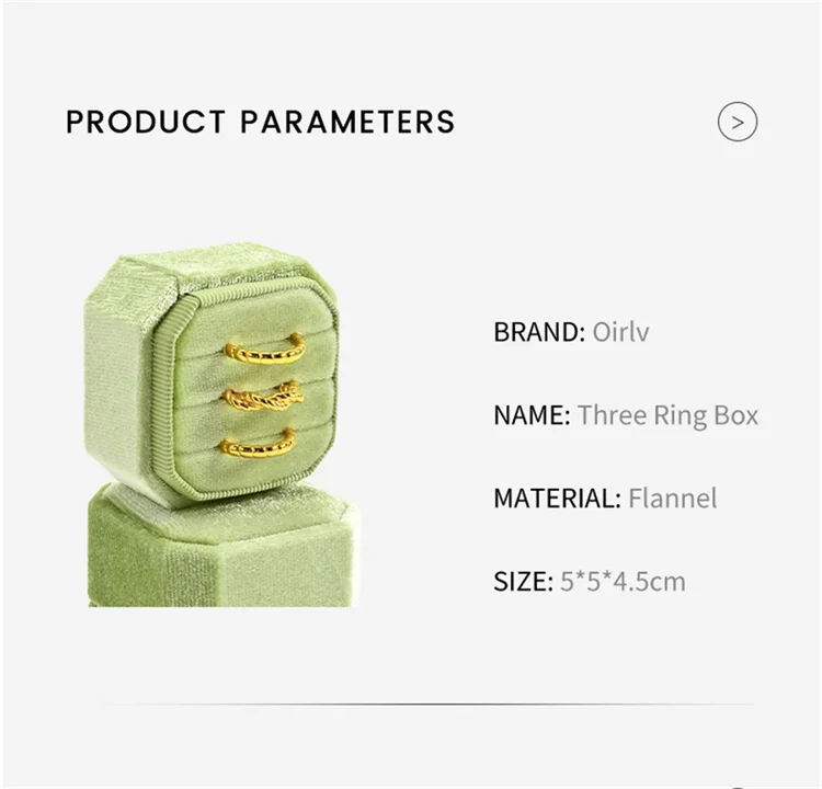 Oirlv Wedding Flanner Ring Box Engagement Triple Slot Square Ring Box Modern Wedding Marry Gifts Muti Color 1/2/3 Slots Ring Box