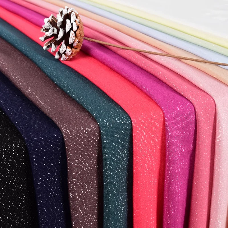 

Thin Fabric with Glitter By Meters for Shirt Gown Pants Dress Stage Costumes Sewing Soft Comfortable Needlework Shiny Cloth Red