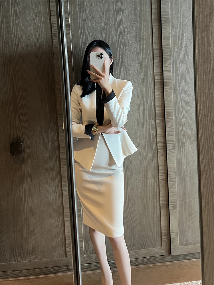 

Ele Milk White Women's Jaet Spring 2025 Versatile High-End Design Street Sle Set Commute Faion Polyester Blend