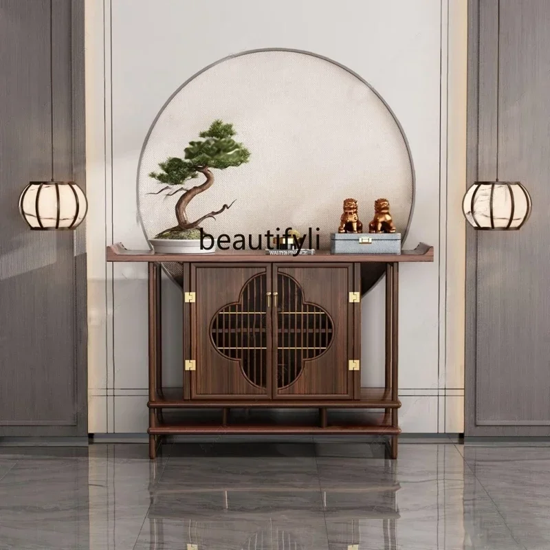 

xxxzNew Chinese solid wood porch cabinet retro zen light luxury dining side foyer cabinet serving table