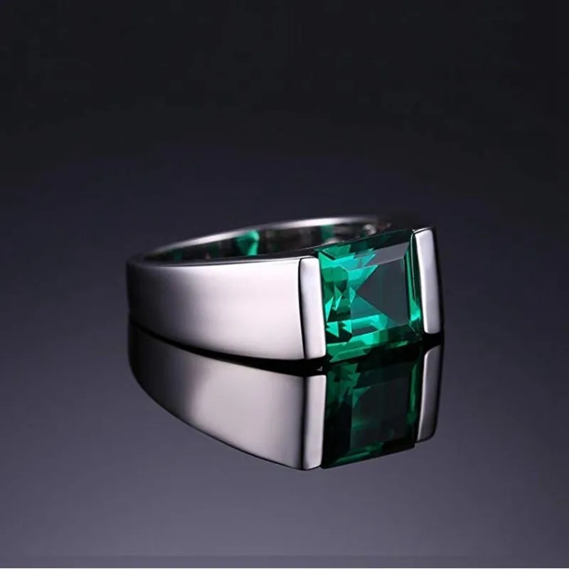 Alloy Imitation Blue Emerald Men\'s Ring Classical Red Crystal Stone Ring Male Accessories Party Retro Jewelry Size 8-12