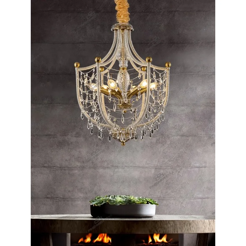 Pinen American luxury living room crystal chandelier designer Hotel model room Modern minimalist bedroom dining room lights