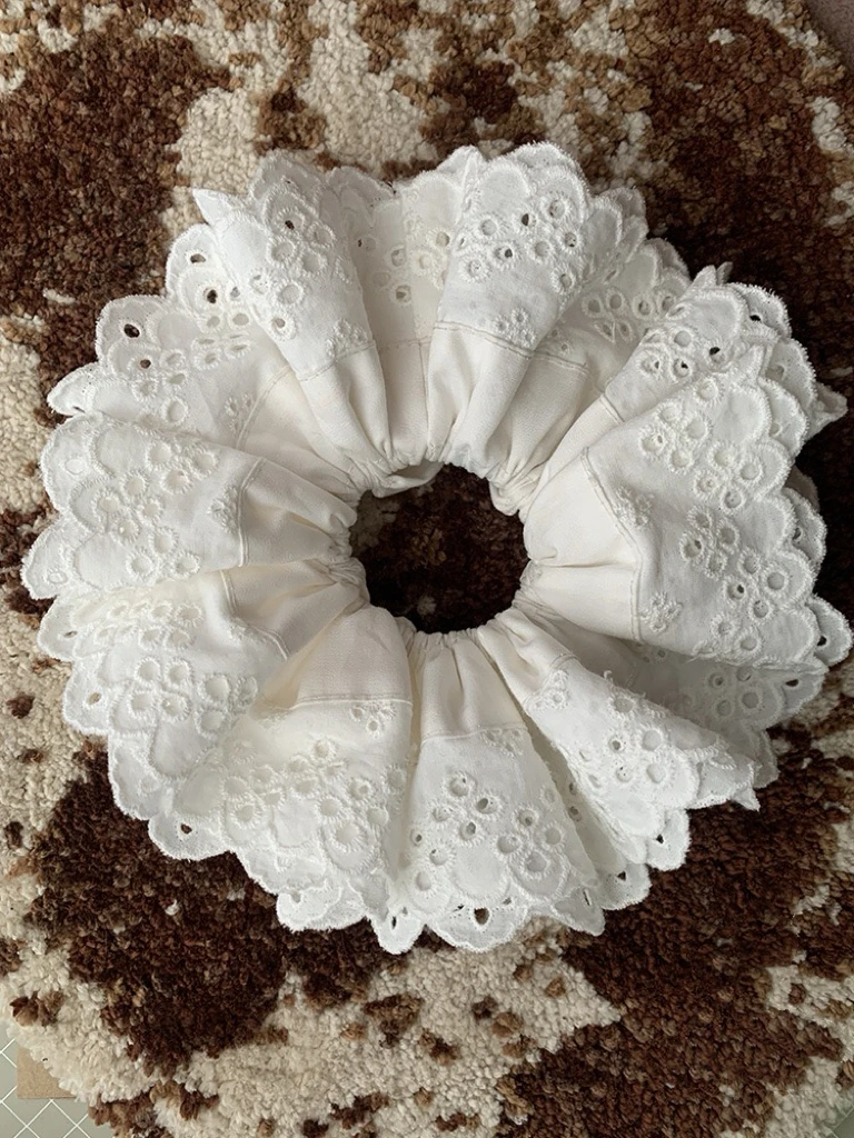 Handmade Big Flower Lace Hair Scrunchies Four Layer Oversized Hair Rope Ties Hair Accessories Ponytail Holder Hair Ring INS