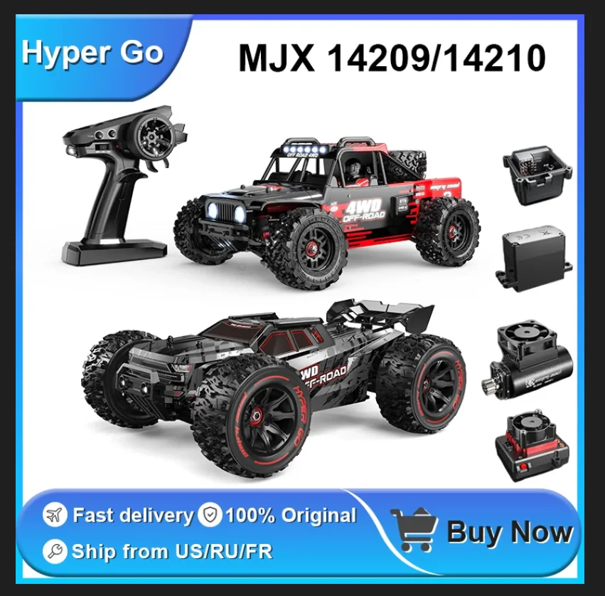 MJX-coche teledirigido Rc 14209 14210 Hypergo 1/14 V2.0 4WD, camión todoterreno de carreras RC 2,4G, coche de derrape sin escobillas, juguetes eléctricos para niños