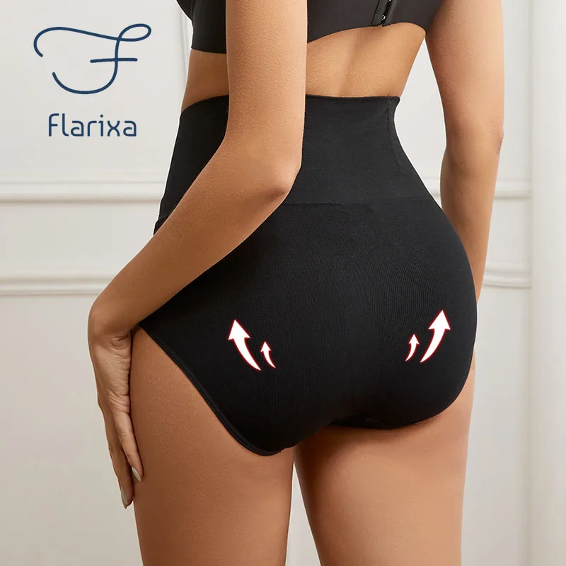 Flarixa High Waist Shaping Panties for Women Tummy Control Panty Postpartum Belly Slimming Underwear Seamless Briefs Body Shaper