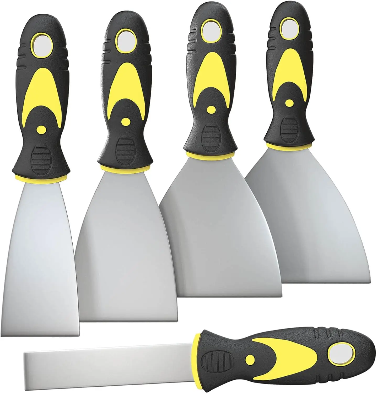 

5-Piece Putty Knife Set, 1"-5" Scrapers for Drywall Repair, Wallpaper Removal, No Rust