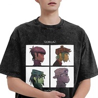 Music Band Gorillaz Devon Days T-shirt Hip Hop Wash Large T-shirt Fashion Men's and Women's Comfortable Breathable Top Street