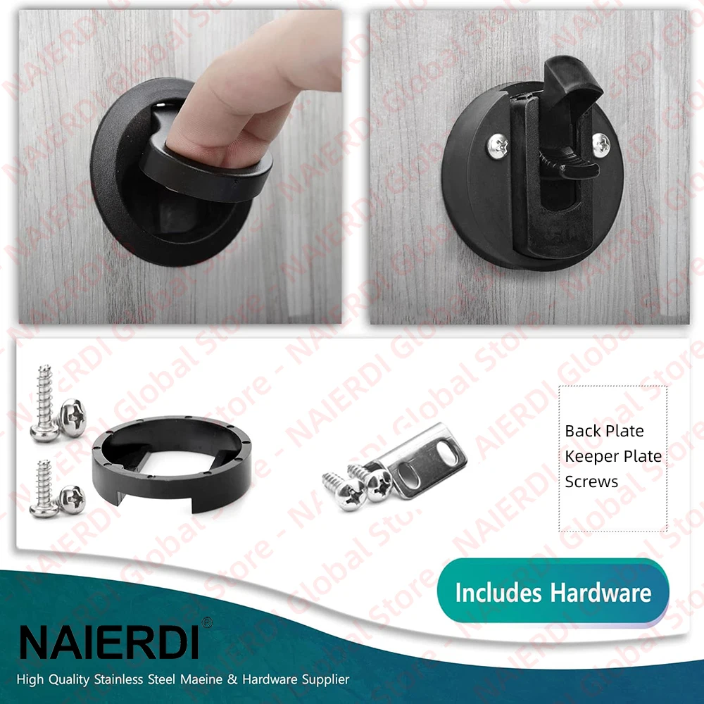 NAIERDI 2/5 Pieces Round Flush Mount handle Lock,Hidden Latch for Computer Case,Marine Boat,Secure Flush Pull for Storage Door