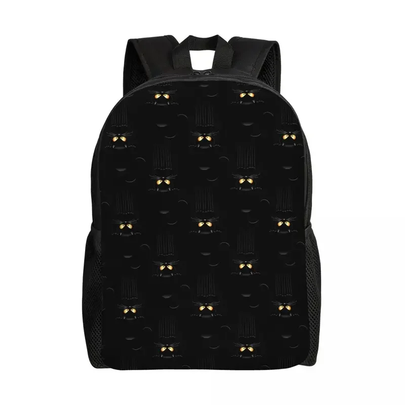 Mochila para ordenador portátil de gato negro para hombres y mujeres, bolsa de libros básica para estudiantes universitarios, bolsos de dibujos animados divertidos