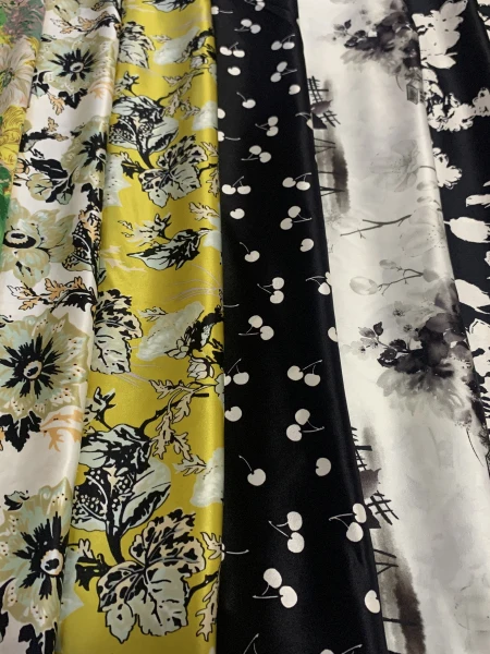 

Ацетатная атласная ткань для пошива одежды: весенне-летний и осенний сезон, принт, для женской одежды, DIY