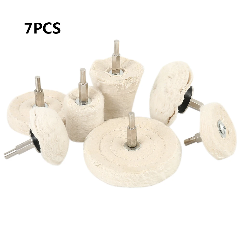 7Pcs Polishing Wheel Cotton Polishing Pad Wear Resistant Buffing Whee Rotary Tool Accessories for Wood Metal Glass Jewelry