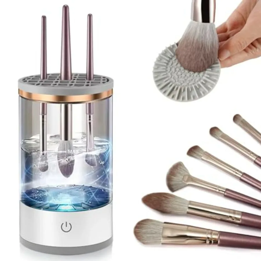 

Makeup Brush Cleaner, Electric Makeup Brush Cleaner Machine for Deep Cleaning, Automatic Spinning Cosmetic Brush Cleaner for Al