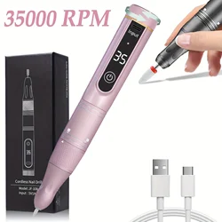 35000RPM Nail Drill Machine Professional Rechargeable Cordless Nail Sander Portable Electric Nail File Manicure Cutter Nail Art