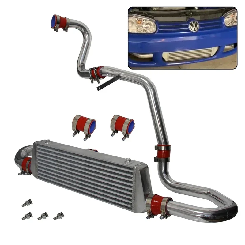 Upgrade Polished Aluminum Front Intercooler & Pipe Kit for VW Jetta Golf MK IV 1.8L Turbo 1998-2005