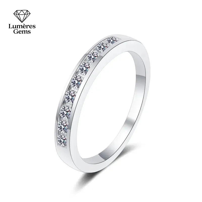 Lumière Gems PT950 Platinum Children's Ring Set with Single Row 27ct Moissanite - Simple Design Factory Direct Supply