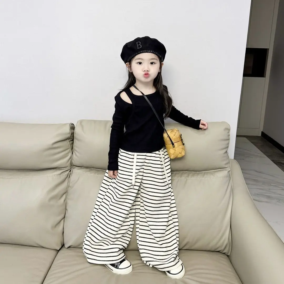 مجموعة الخريف الجديدة للفتيات: بلوزة بأكمام طويلة وبنطال أنيق واسع الساق مكون من قطعتين ملابس غير رسمية للفتيات الصغيرات #2