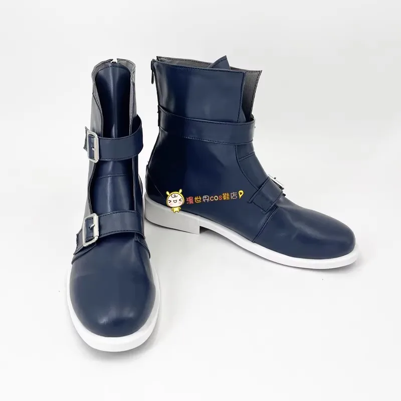 JP Games PERSONA 3 P3 Yuuki Makoto Cosplay Shoes Handmade Leather Black Costume Short Boots