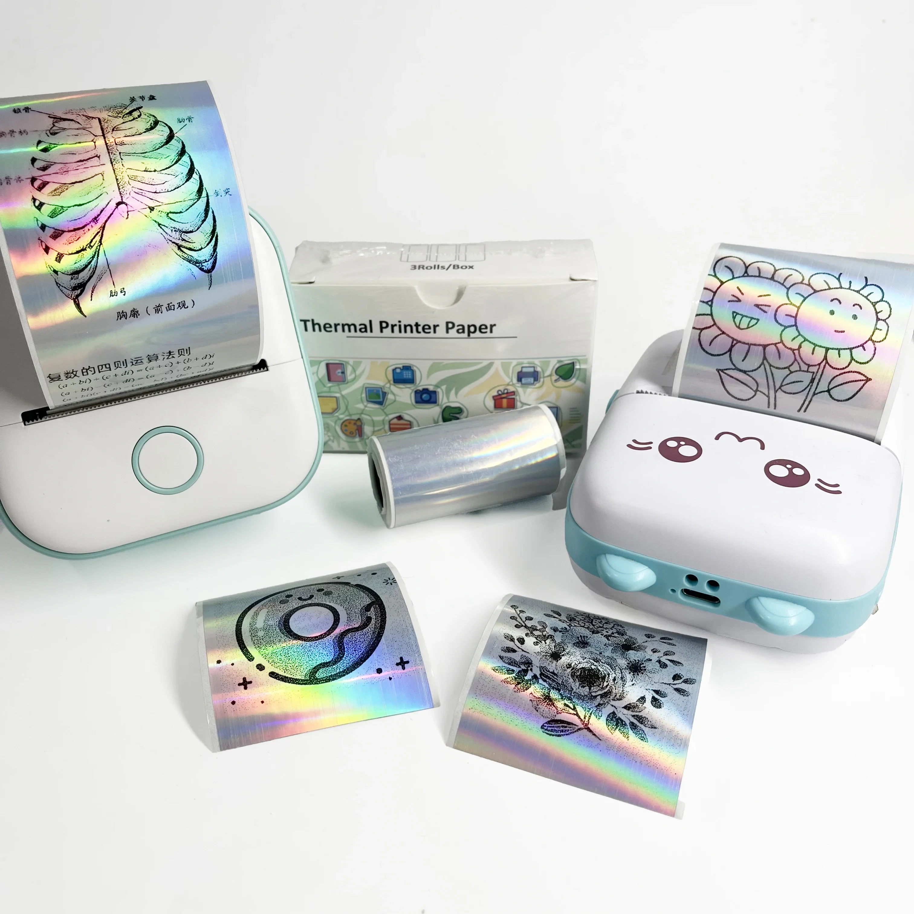 53mm Thermal Paper Sticker Holographic Silver paper For Phomemo M02/T02/M04AS/M04S Mini Printer for Journal Photo Text Notes