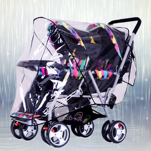 غطاء عربة أطفال مقاوم للماء مقاوم للرياح ، مقعد أمامي وخلفي مزدوج ، غطاء مطر عالمي ، اكسسوارات عربة أطفال مزدوجة أفضل 5 مبيعات عربة أطفال مزدوجة مع بيض - No6