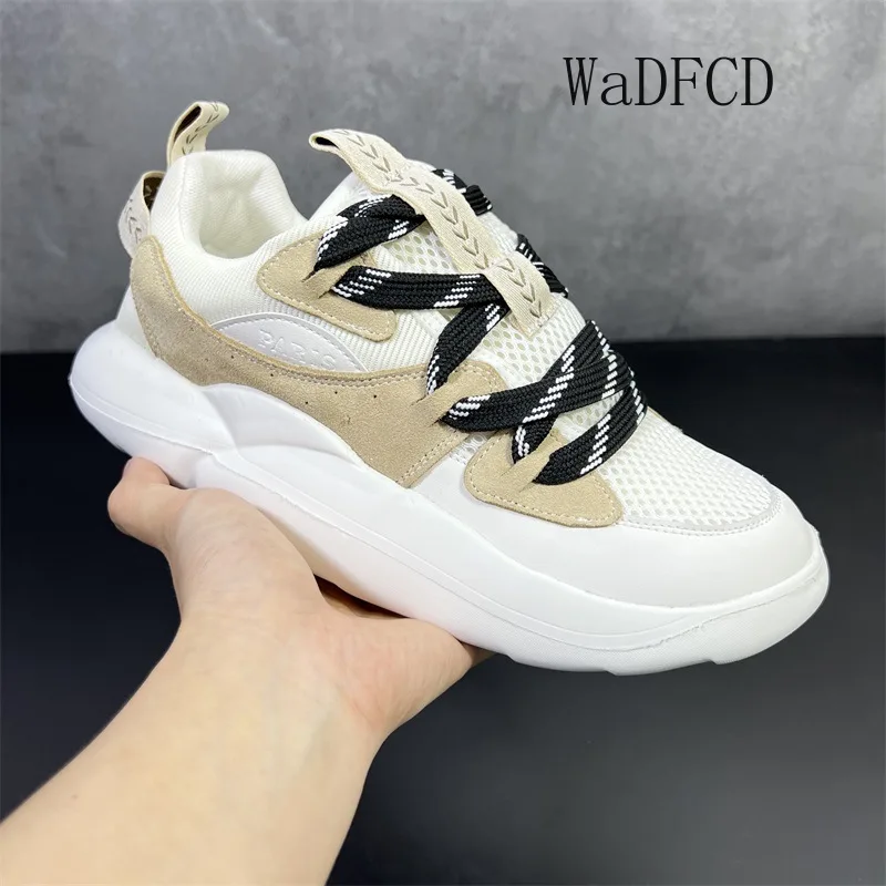 Chunky Sneakers Men Designer Running Shoes Fashion Casual Microfiber Leather Fabric Breathable Increased Internal Platform Shoes