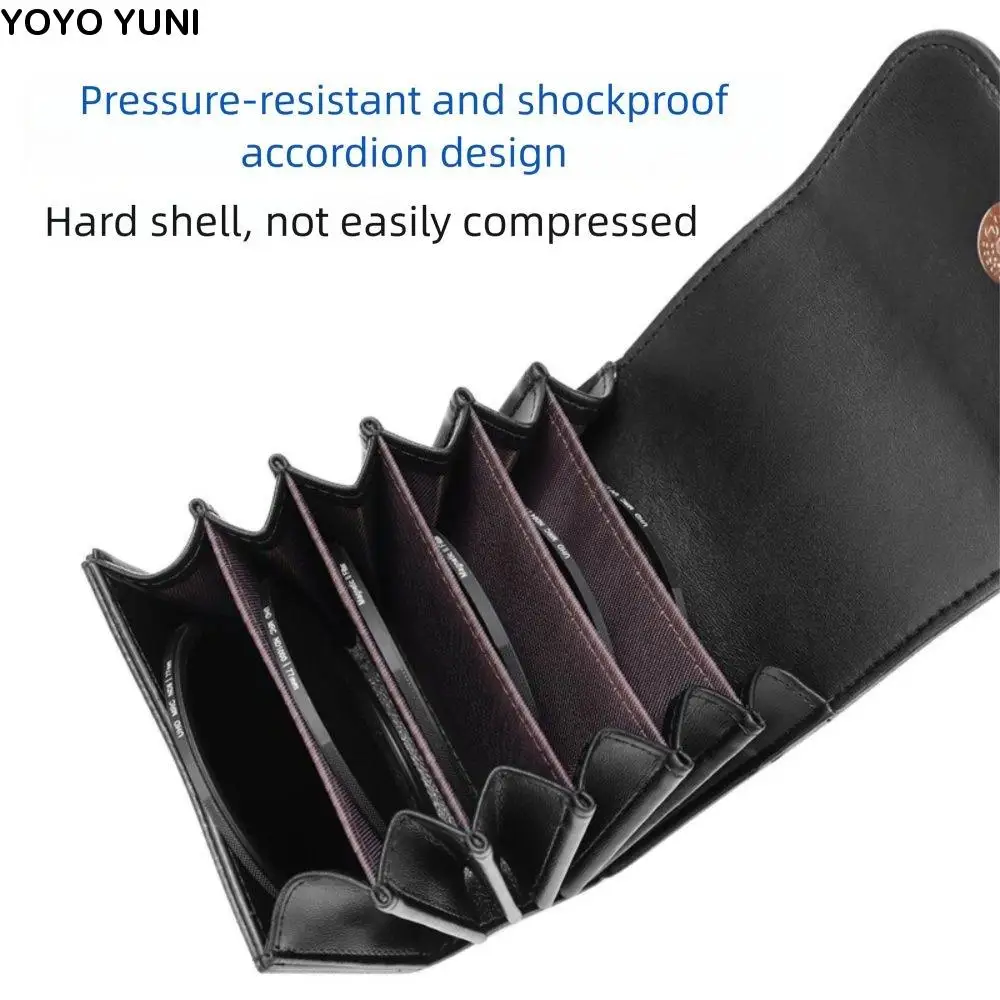 

6 Pockets Camera Lens Filter Bag Dustproof PU Leather Filter Pouch Wear Resistant Shockproof Filter Carrying Case Filter Storage