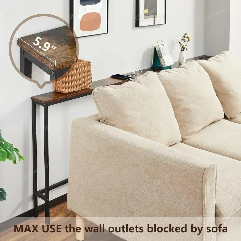 5.9" D X 39.4" W X 31.1" H Side Table Living Room Pack Narrow Console Table with Power Outlets view 3