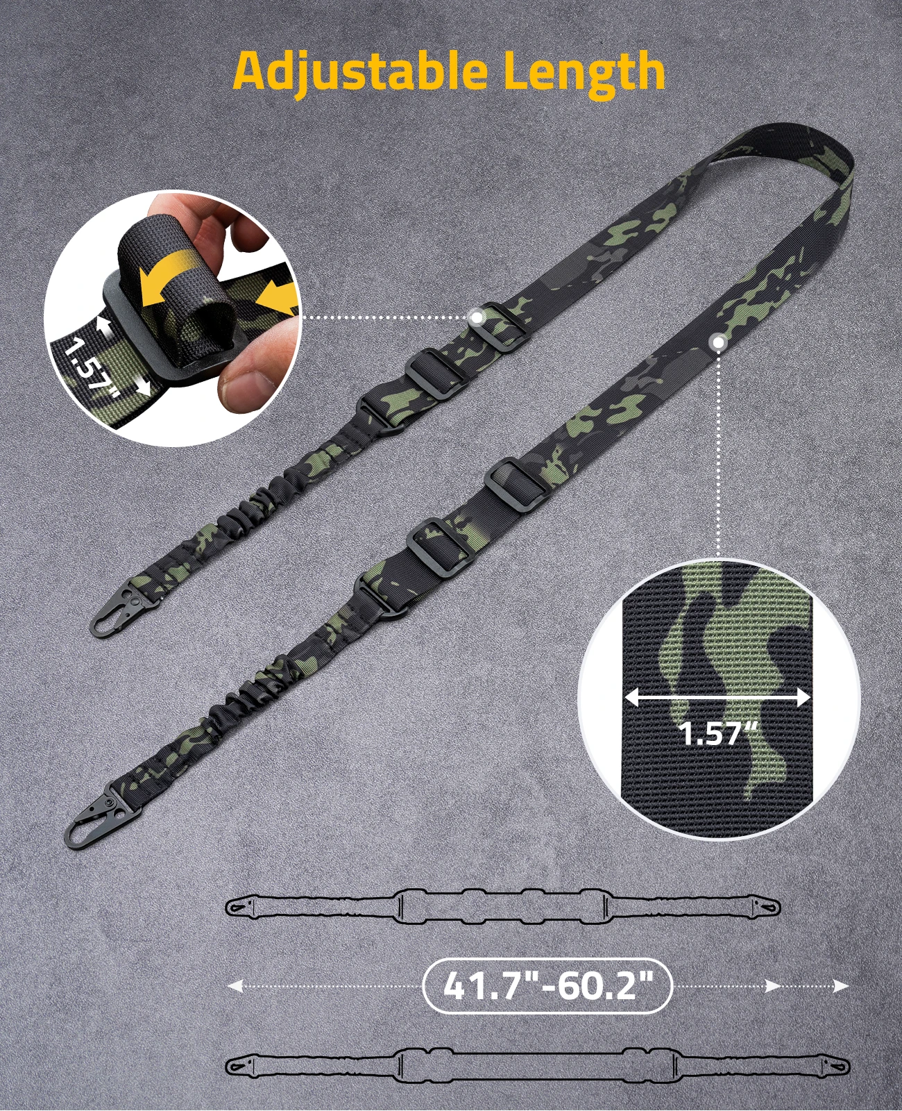 

2 Point Rifle Sling Swivels Mounts Traditional Two Point Elastic Adjustable Extra Long Webbing Gun Sling Non Slip Nylon Webbing