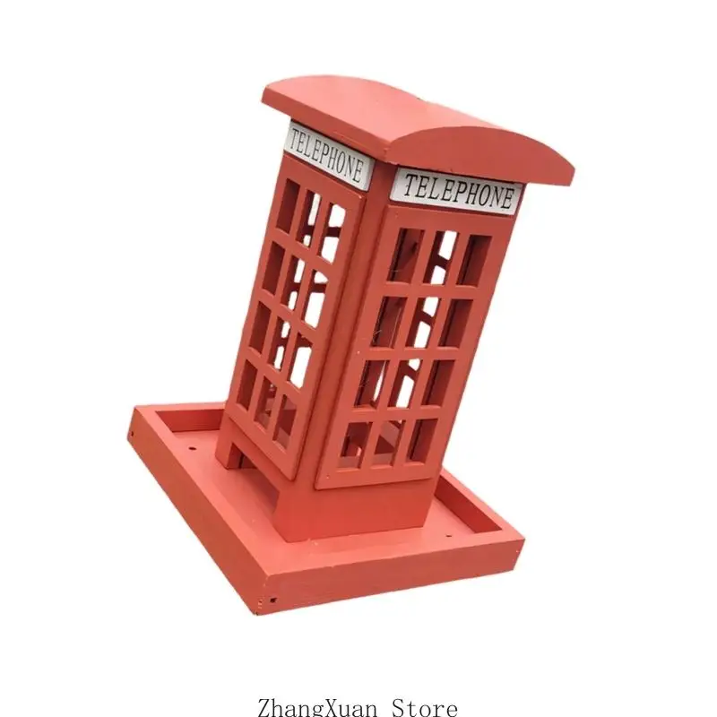 Garten-Vogelstation mit hölzerner Telefonzelle, Design mit offenem Fenster, Tablettboden und Feuchtigkeitslöchern für Wildvögel – Detail 9