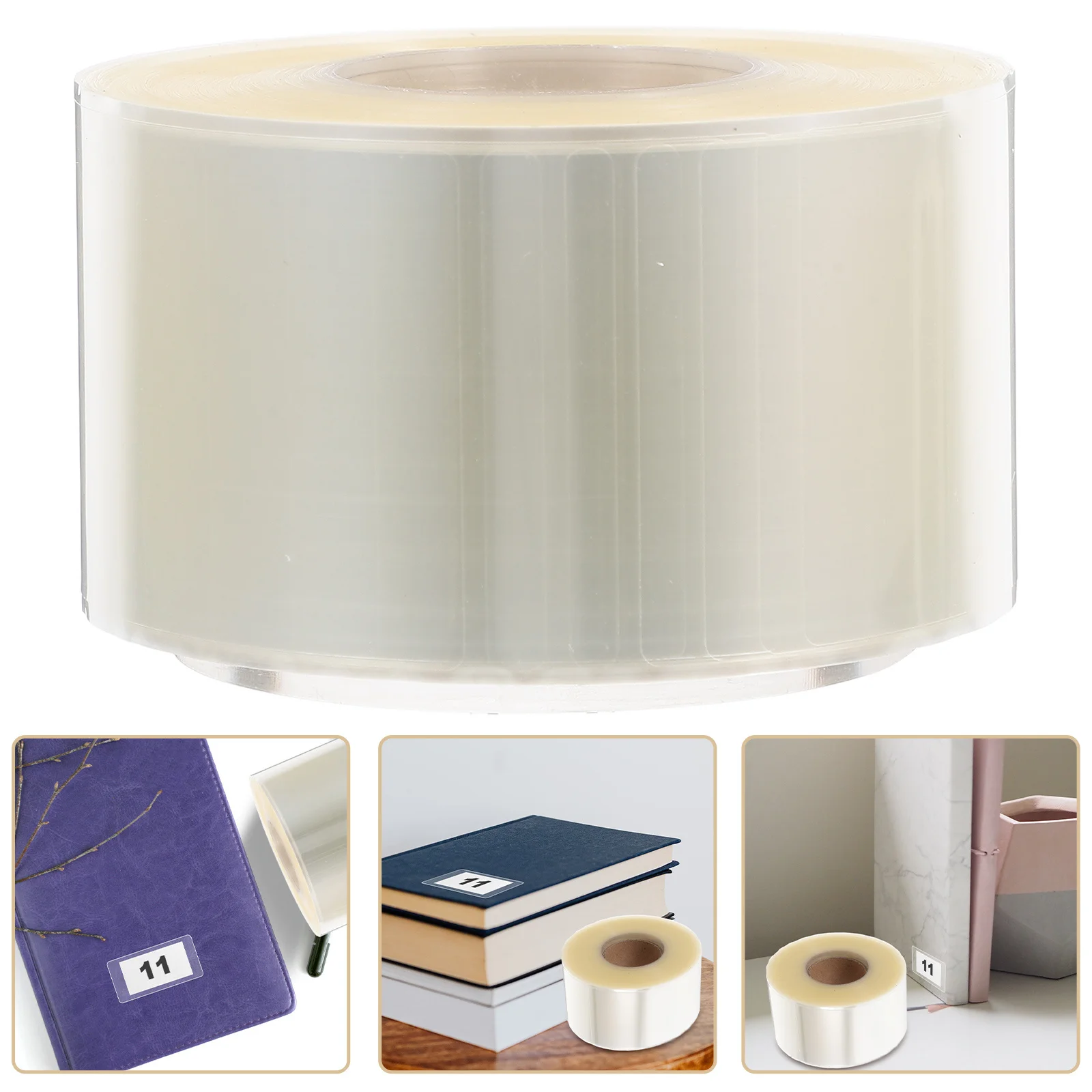

Clear Waterproof PVC Sticker Protector 1 Roll Transparent Sealing Labels for Barcodes Book Spines Offices Libraries Easy to