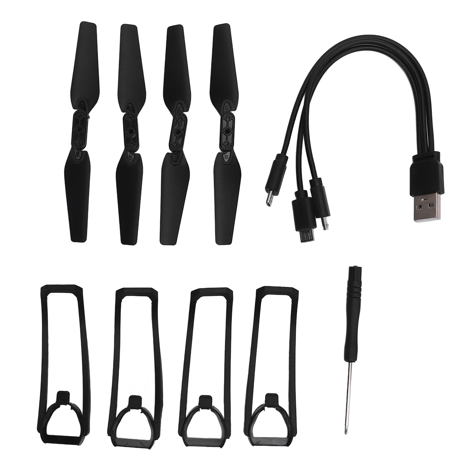 Quadcopter Propeller Protective Cover Robust Less Noise Folding Quadcopter Accessory Kit Lightweight with Charing Cable for E99
