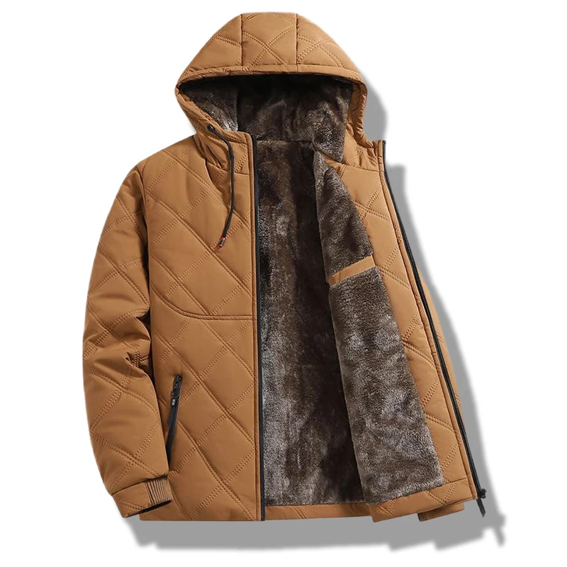 

Autumn Winter Men Thick Warm Puffer Jacket Fleece Lined Hooded Quilted Jacket Loose Fashion Casual Cotton Padded Coat Outwear