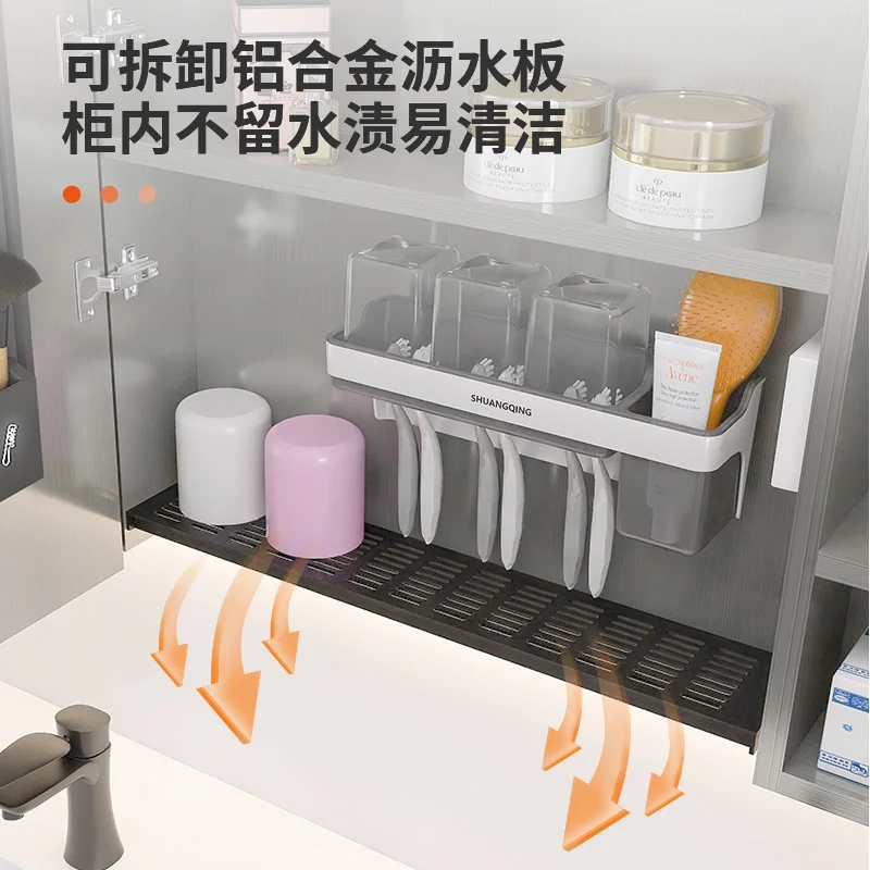 Stainless steel mirror cabinet 90 high intelligent mirror cabinet separate drain plate wall-mounted bathroom storage integrated