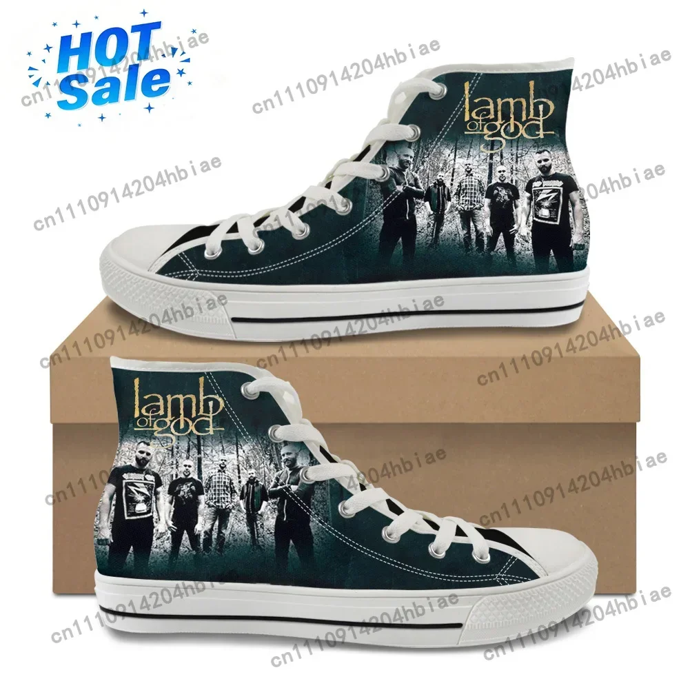 Lamb of God Heavy Mental Band High Top High Quality Sneakers Men Womens Teenager Canvas Sneaker Casual Couple Shoes Custom Shoes