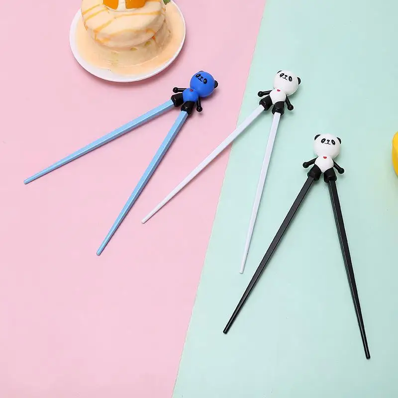 Palillos de entrenamiento para niños, palillos de ayuda para niños con diseño de rana Panda, palillos reutilizables, palillos de aprendizaje para niños