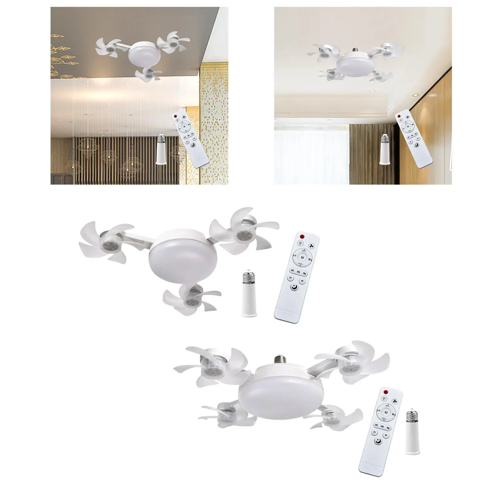 Ceiling Fan with Light and Remote Control with Extension Rod Modern 3 Colors Fixture for Garage Living Room Home Indoor Bedroom