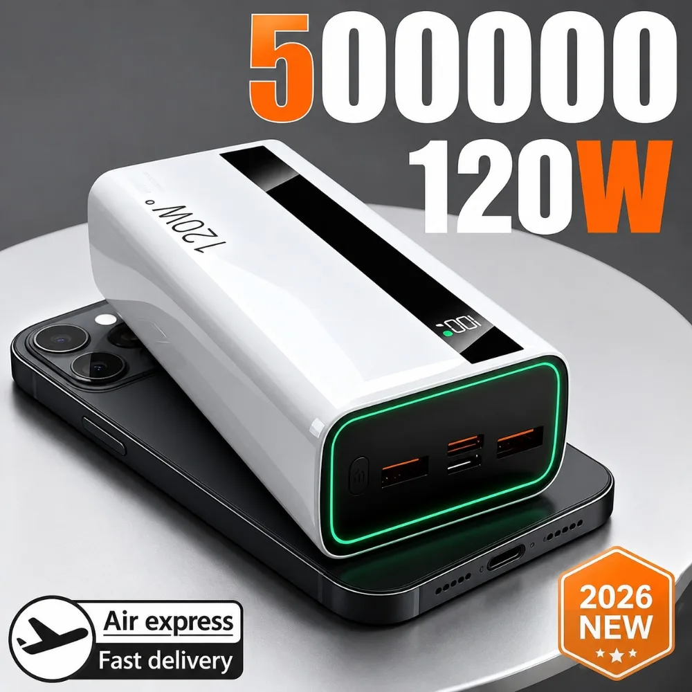 Power Bank 50000mAh 120W Super Fast Charging High Capacity  External Battery Portable Battery Charger for IPhone Samsung Xiaomi