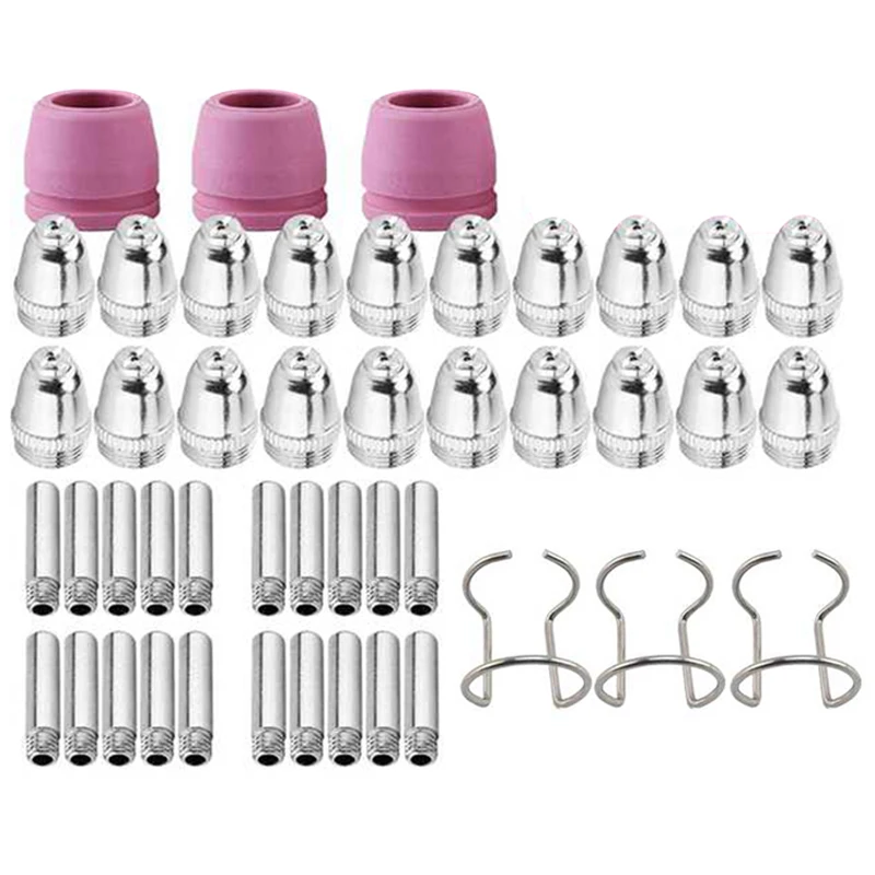Plasma Cutter Kit Consumíveis Tocha de Corte Ponta Bicos Eletrodos Escudo Cap 1.0 mm 46 Pcs Sg55 Ag60 Wsd-60