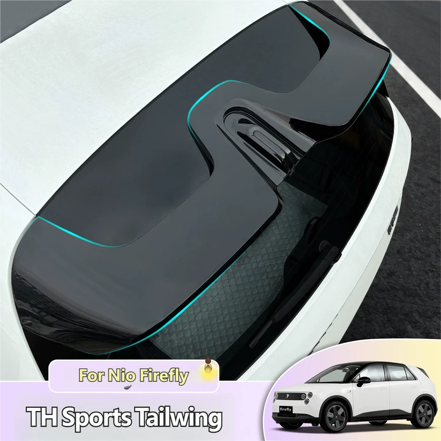 

For Nio Firefly Glossy Black Car Real ABS Top Roof Lid Spoiler Extension Rear Trunk Wing Exterior Auto Accessories