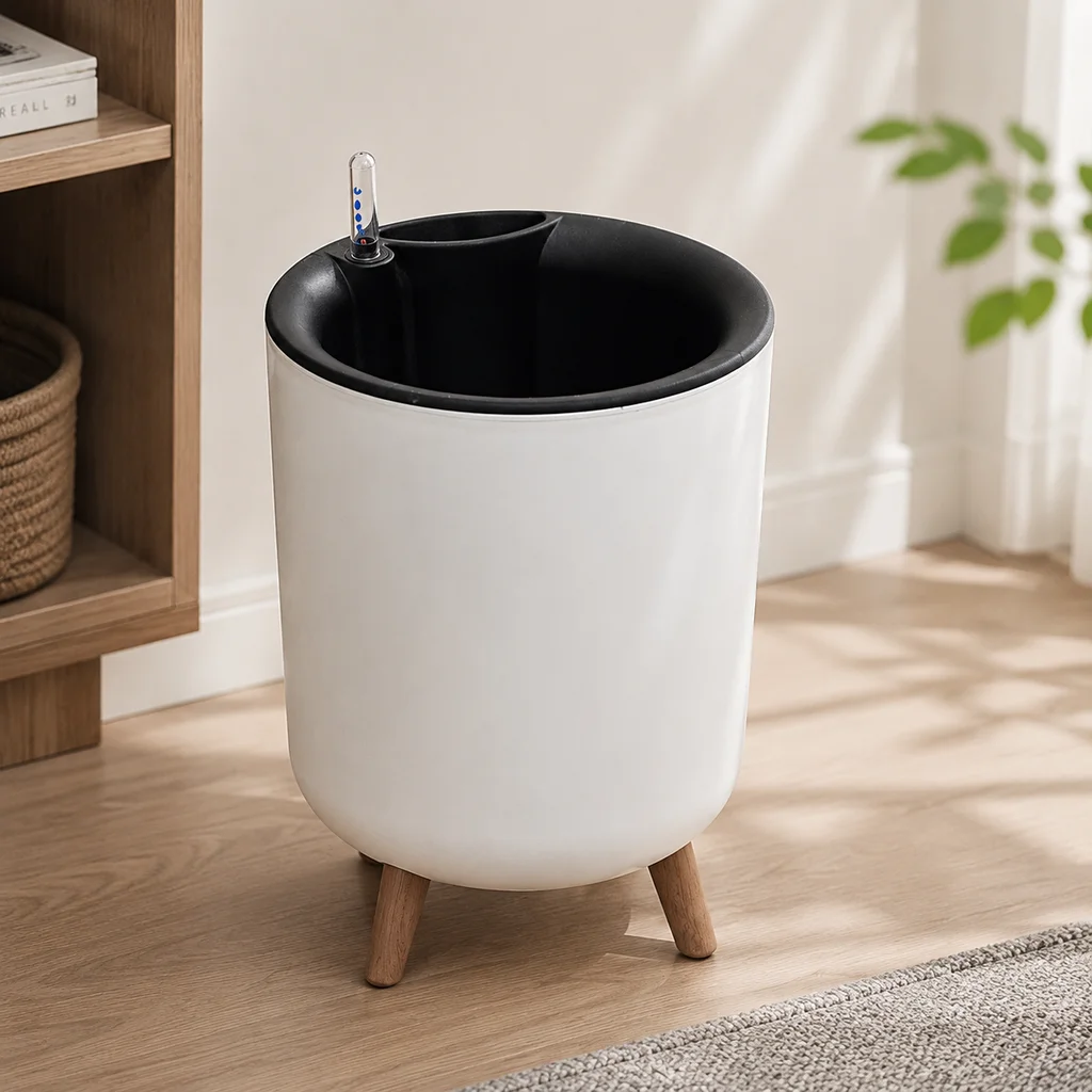 Indoor Self-Absorbing Floor Planter, Decorative Plant Pot with Water Reservoir, Modern Standing Planter for Home Decor