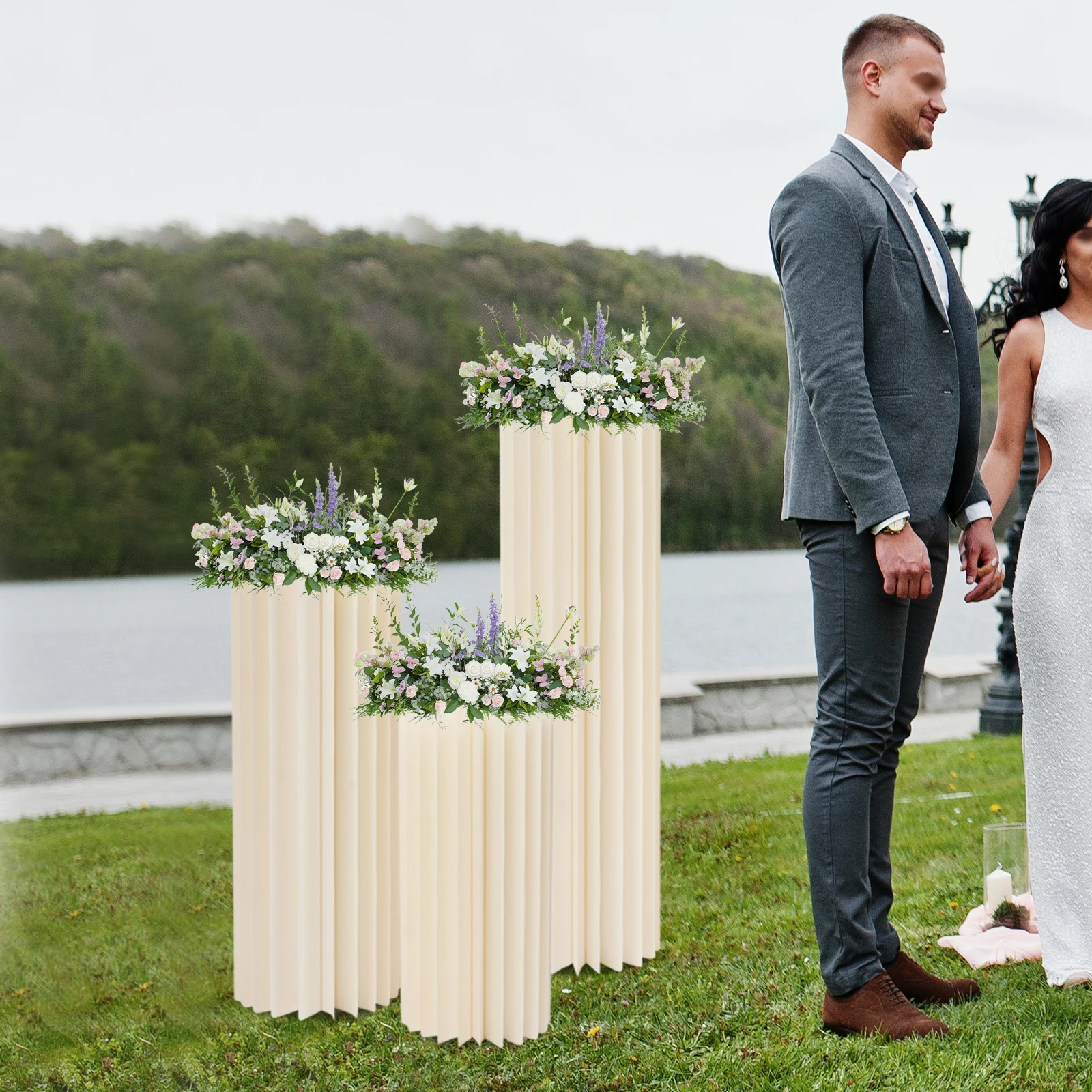 3/4 Pcs Cylinder Foldable Wedding Flower Stand Cardboard Centerpiece Display Party Rack Decoration Dessert Table Columns Stand